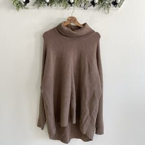 Universal Standard Brown Knit Stretch Turtle Neck Tunic Long Sleeve Sweater Sz S